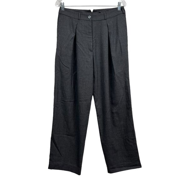 All Saints Womens Spitalfields Wool Dress Pants Pleated Slash Pockets Charcoal 8